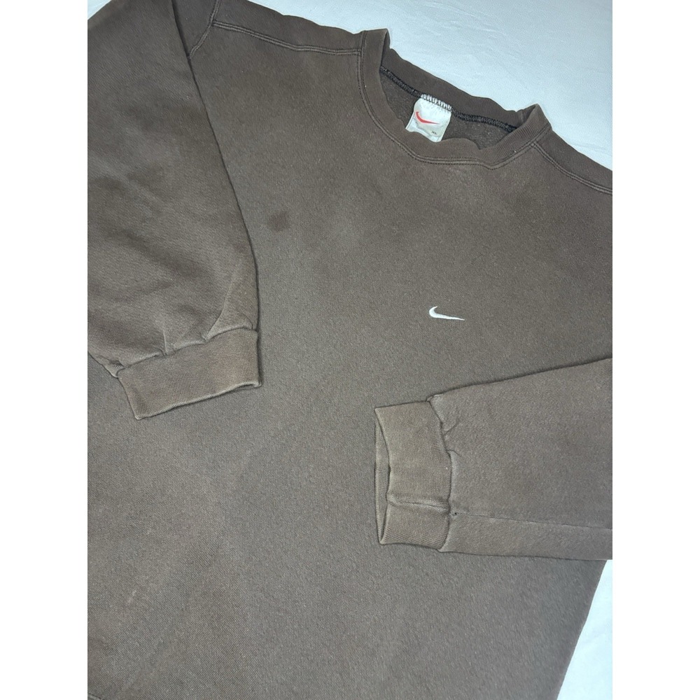 Vintage 90s Y2K Nike Sweatshirt Men's‎ XL Brown Embroidered Swoosh Made in USA